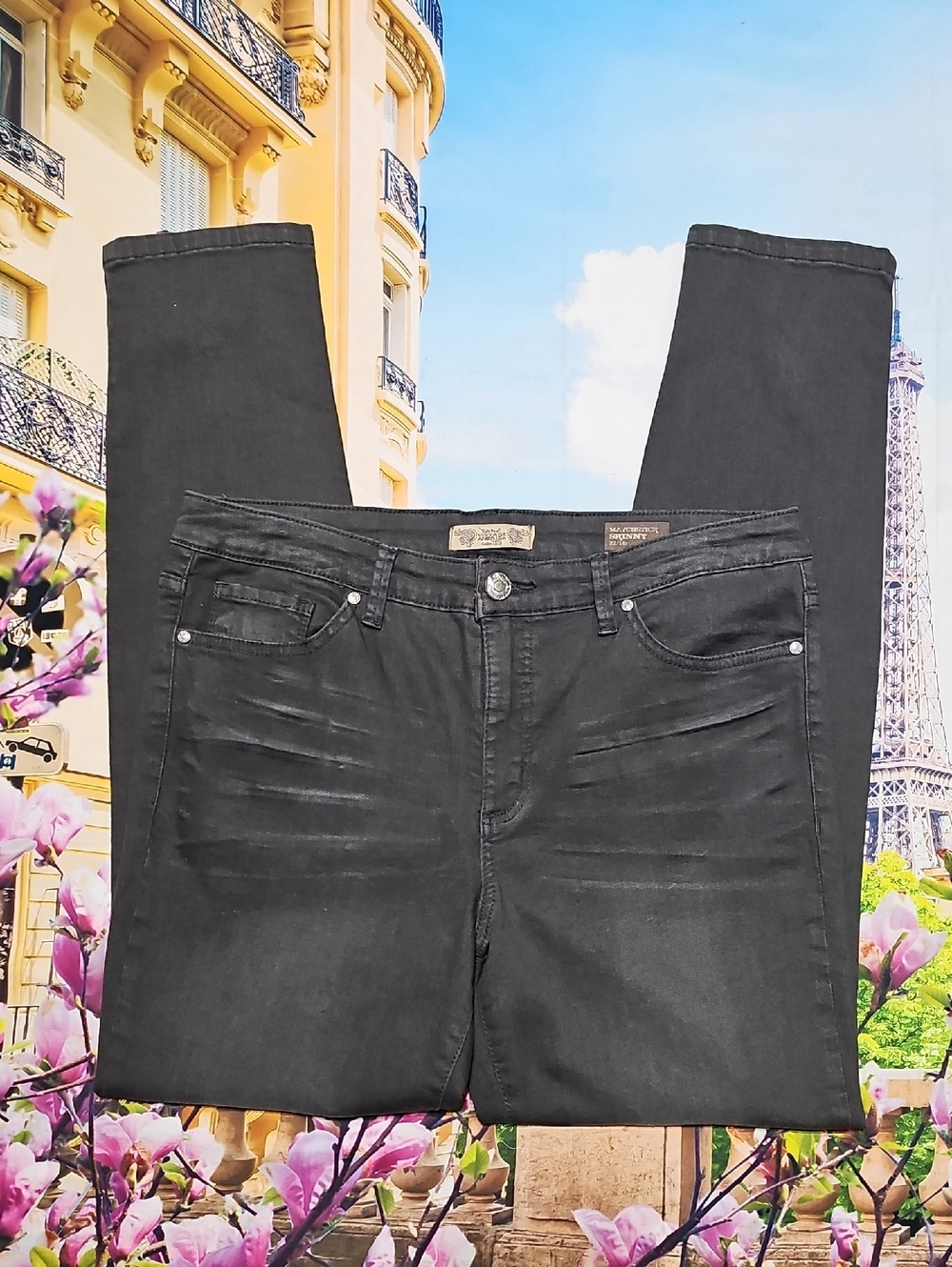 Vintage America Dark Gray Skinny High Waist Jeans Size 14/32
